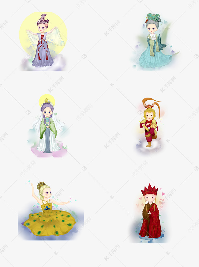 免抠元素 女儿国国王 西游记元素系列套图版权可商用有保障