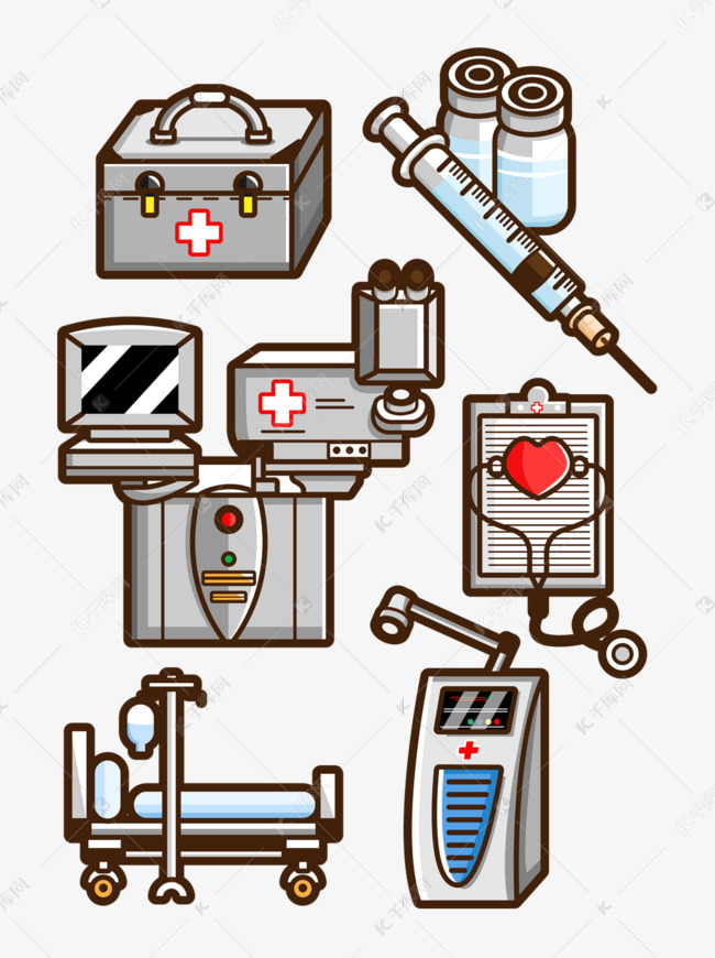 矢量ai卡通医疗设备素材