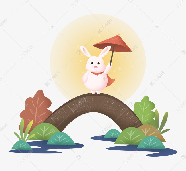 中秋节节日中秋佳节兔子月兔桥月