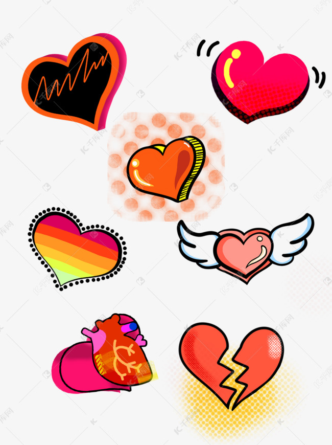 波普pop风格爱心元素集合套图