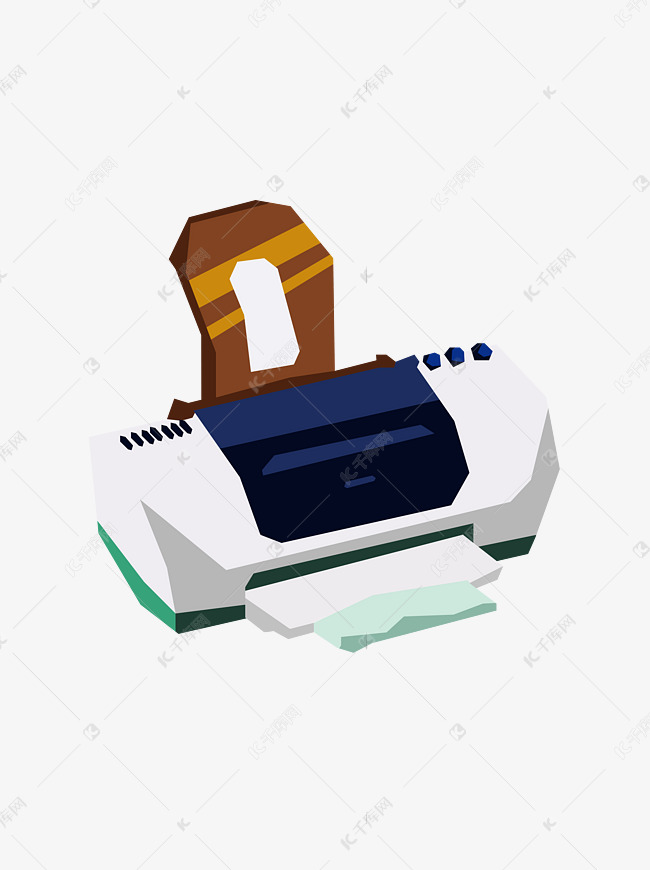 矢量卡通手绘几何办公用品打印机