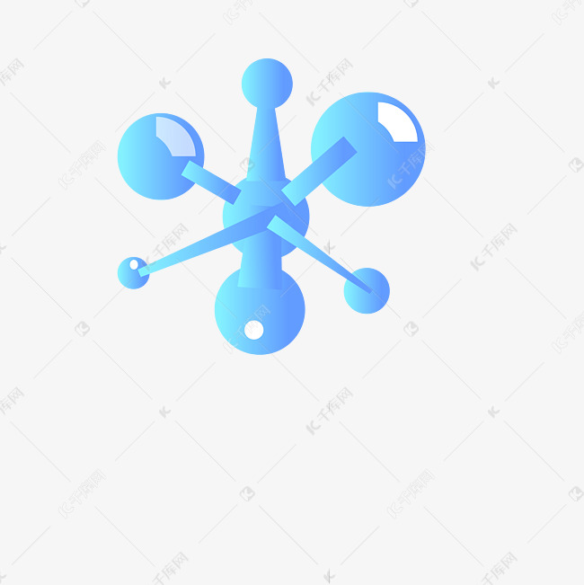 蓝色卡通化学分子png