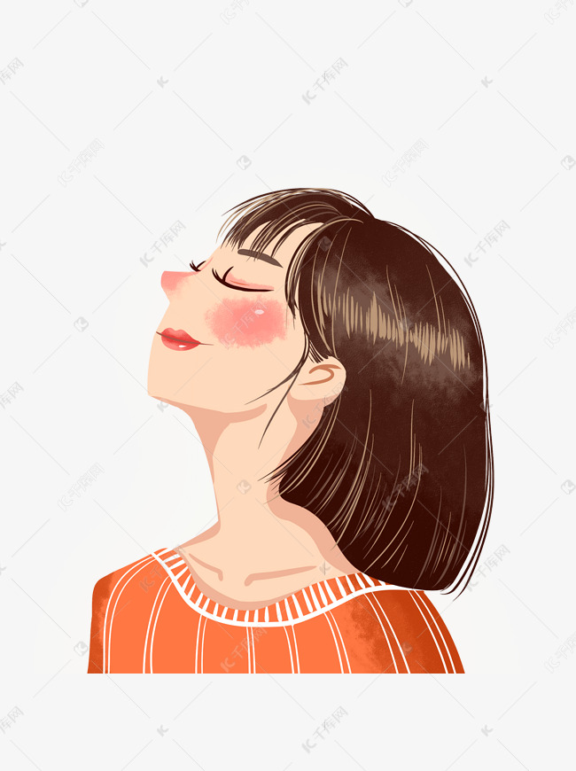 彩绘小清新抬头仰望的女孩