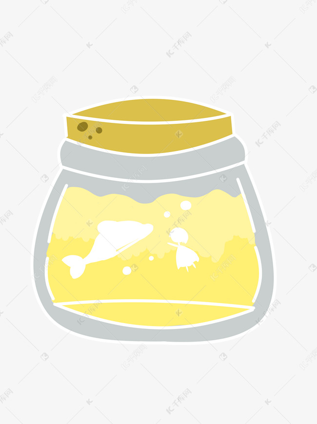 创意卡通玻璃瓶少女元素