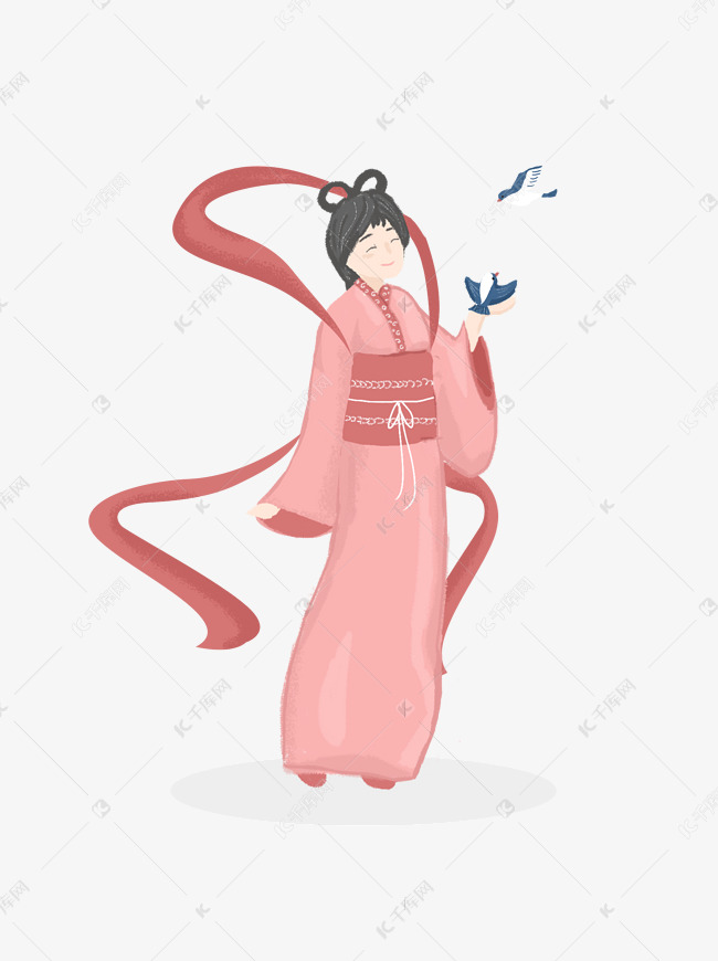 织女七夕情人节手绘插画设计05