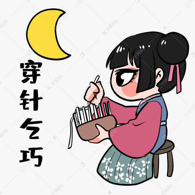 女孩穿针表情包