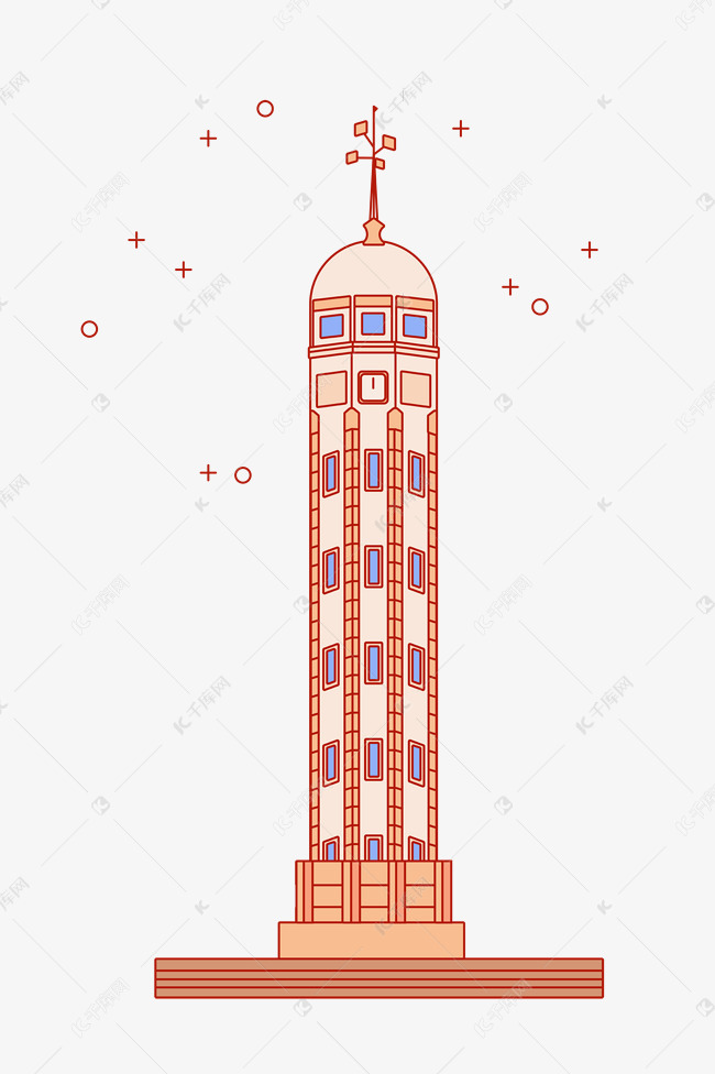 线描重庆旅游解放碑
