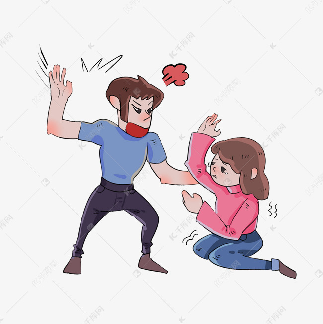 夫妻打架漫画图片