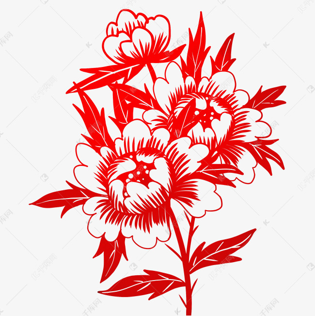 花卉剪纸手艺素材图片免费下载-千库网