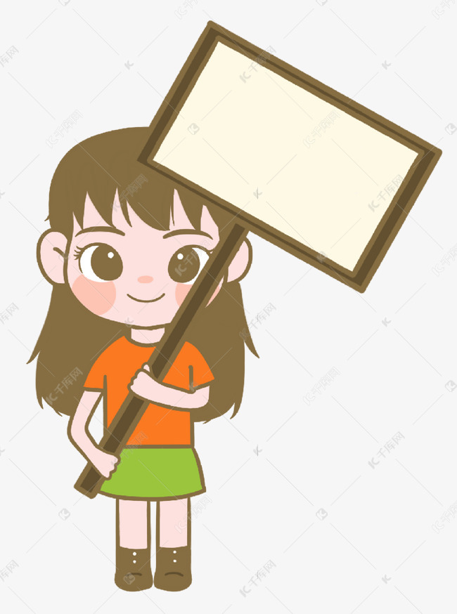 可爱女孩举牌人物素材图片免费下载-千库网