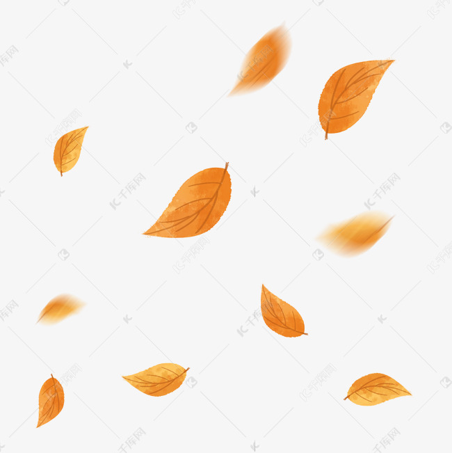 水彩秋天黄色落叶