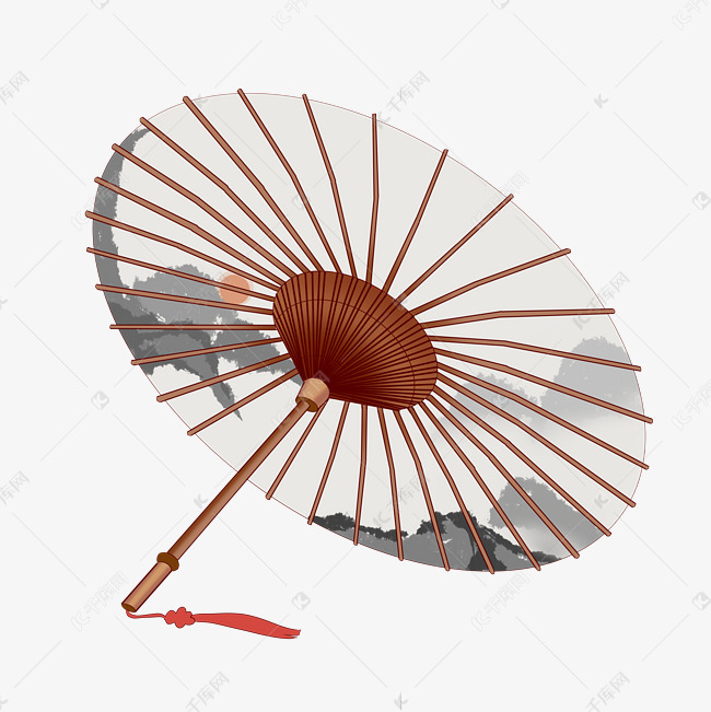 灰色复古油纸伞素材图片免费下载-千库网