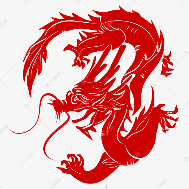 红色龙类纹身