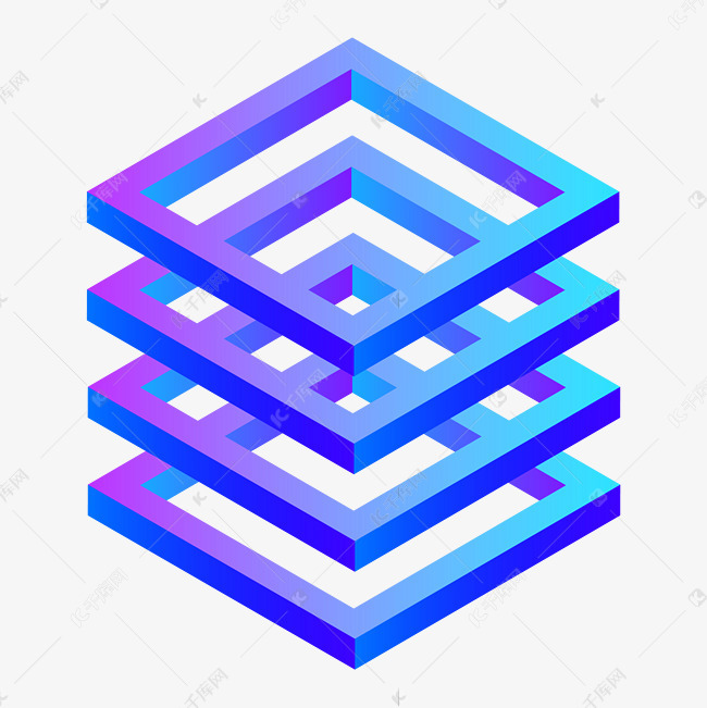 蓝色方形重叠3d图形