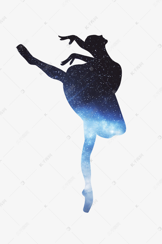 星空芭蕾女孩剪影
