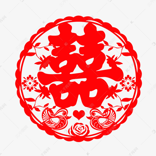 红色花纹喜字