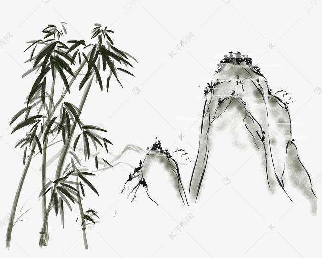 水墨国风写意竹子山水