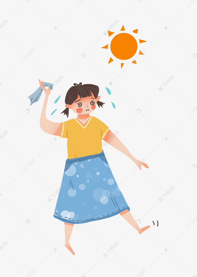 女孩流汗中暑