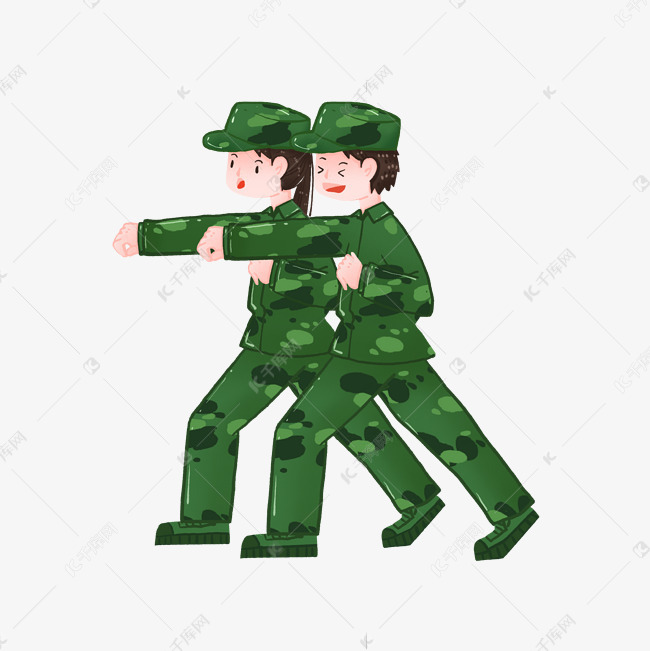 军训学习拳术的学生