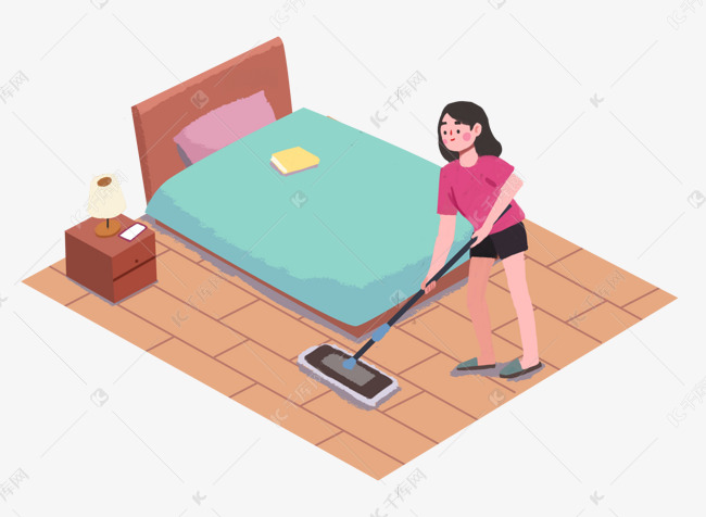 女人在打扫房间