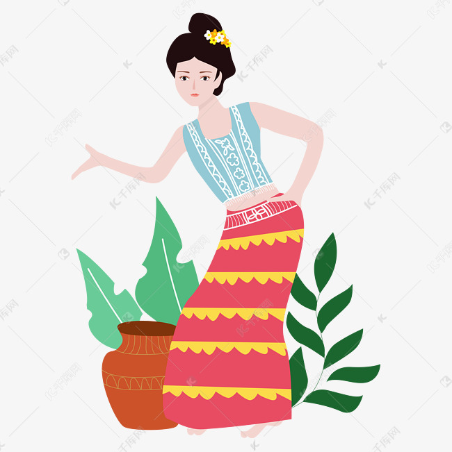 傣族姑娘矢量图
