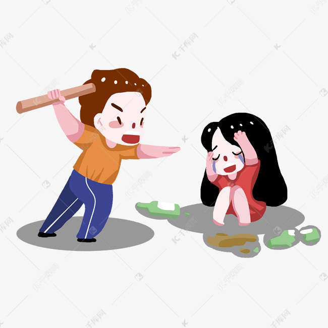卡通家暴打女孩素材