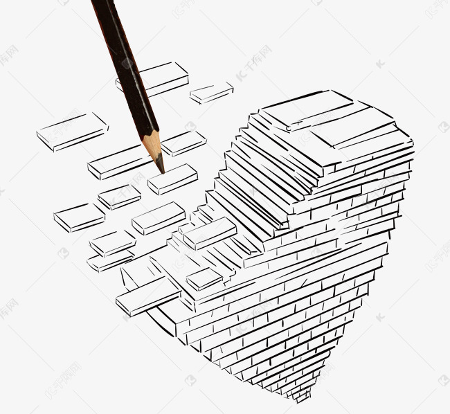 黑色铅笔线描爱心