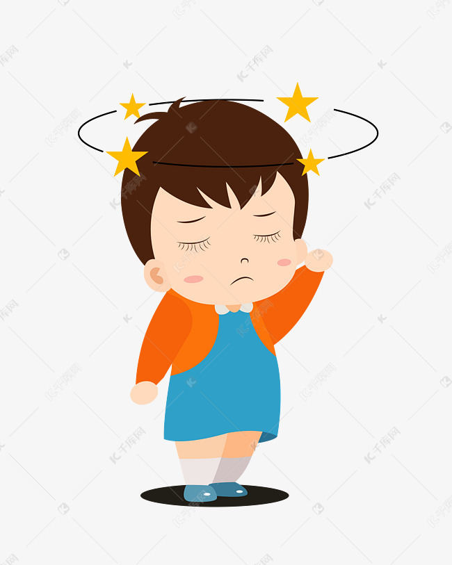 卡通小孩头晕