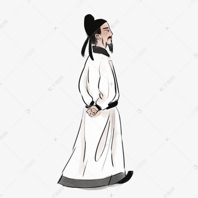 背手望月的李白