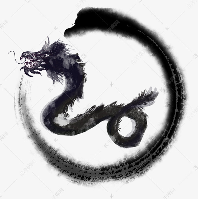 水墨龙水彩素材图片免费下载 高清卡通手绘psd 千库网 图片编号