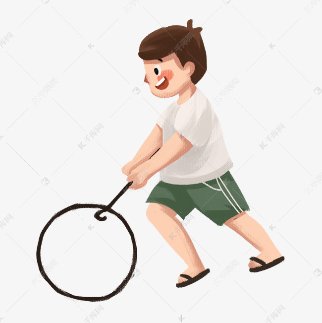 滚铁环的孩子