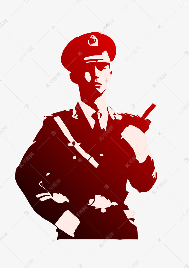 矢量站岗军人剪影