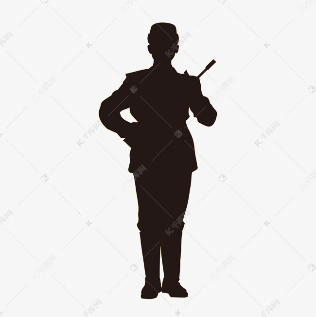 军人女性持枪军姿剪影