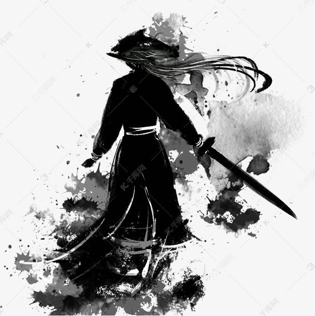 中国风水墨武侠手绘素材图片免费下载-千库网
