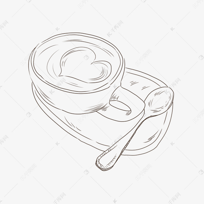 手绘线描咖啡
