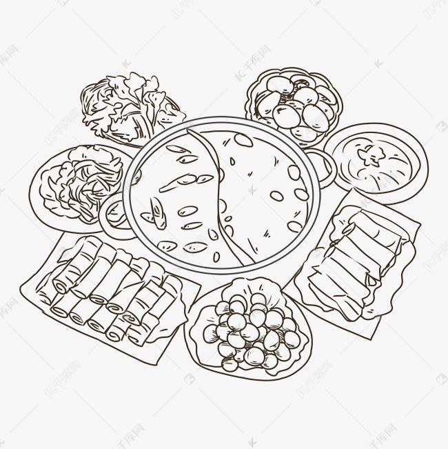 火锅食物简笔画 食材图片