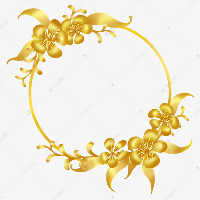 金色花边框花环花纹樱素材图片免费下载 千库网