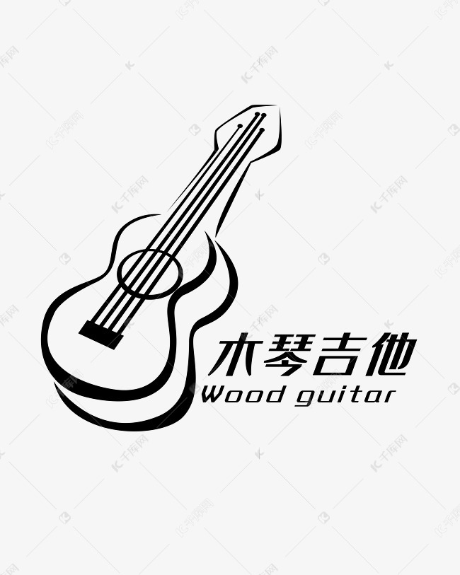 黑色线条吉他logo