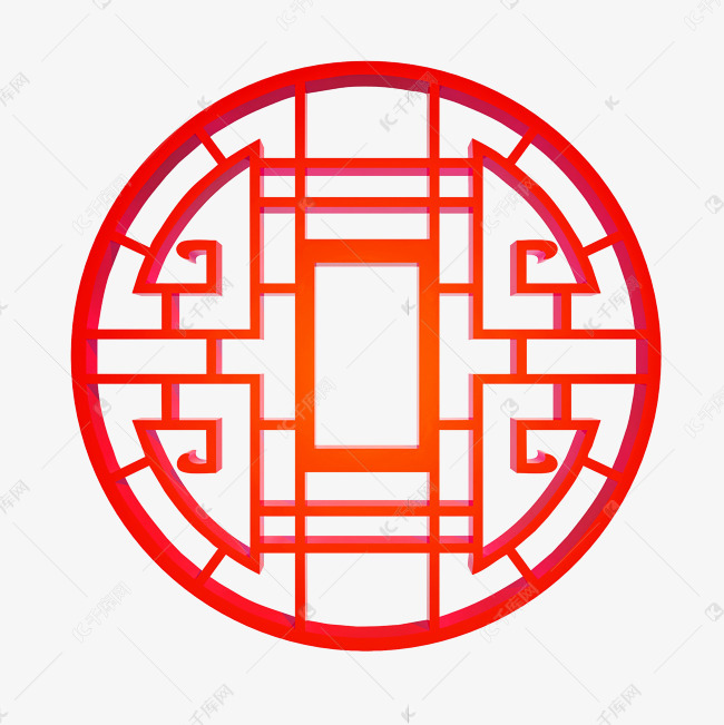 立体中式窗花png图