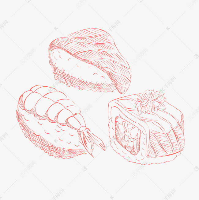 线描食物手绘美食寿司