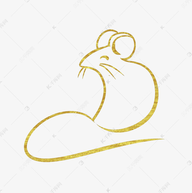 烫金线条鼠年形象