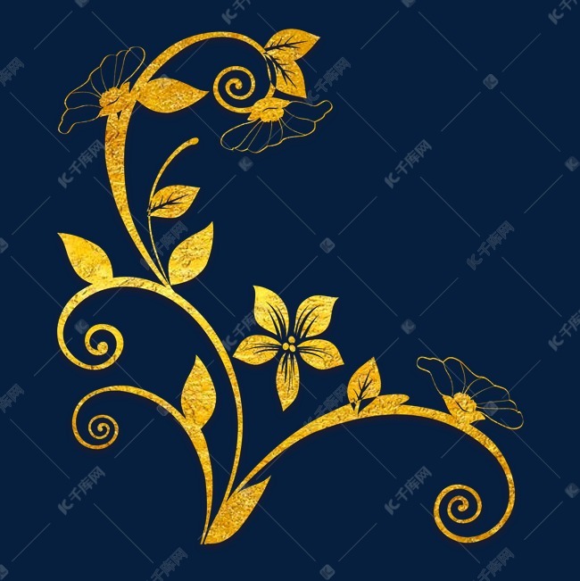 中国风传统烫金花纹花朵