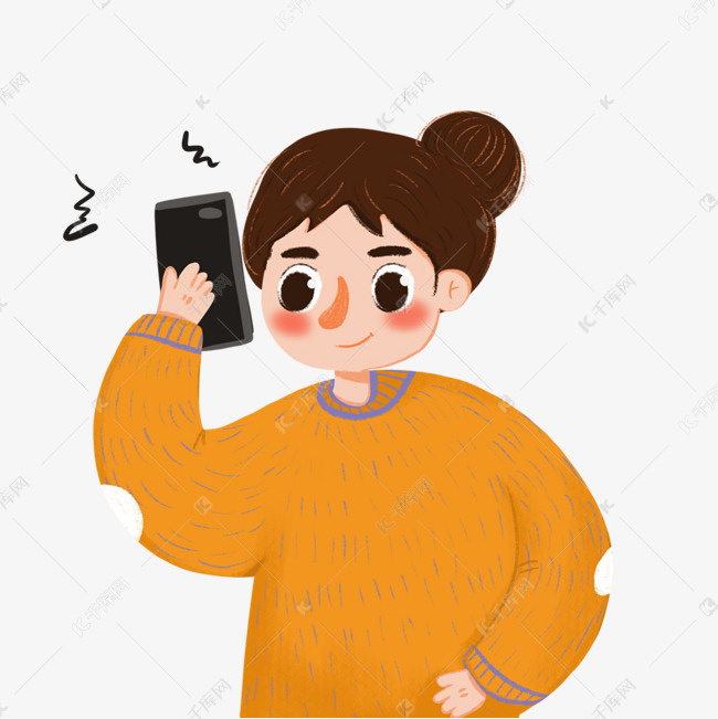卡通手绘打电话人物素材图片免费下载-千库网