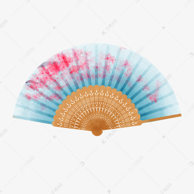 打开的蓝色折扇