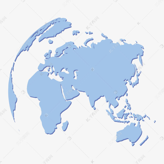 浅蓝立体弧形世界地图素材图片免费下载-千库网
