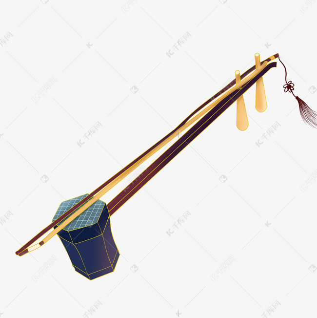 手绘古代乐器二胡