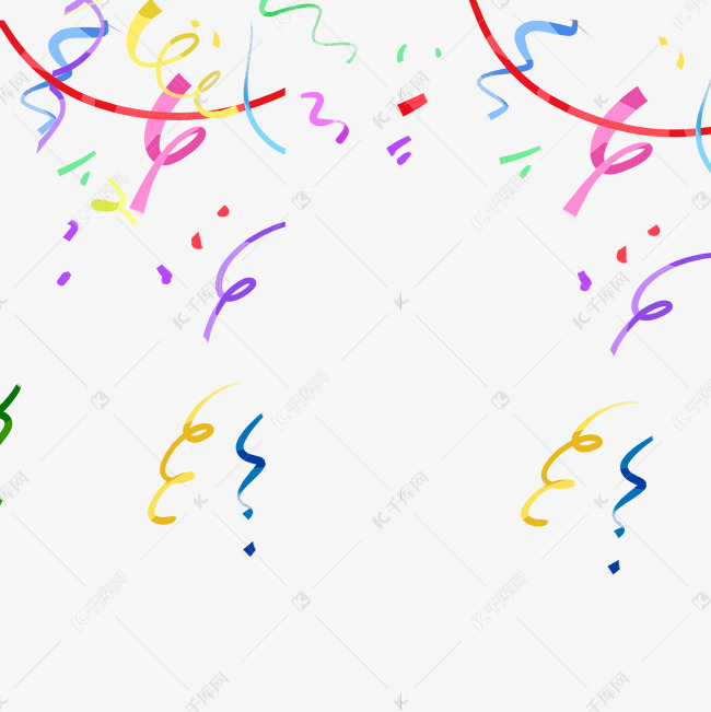 彩色喜庆庆祝彩带插画