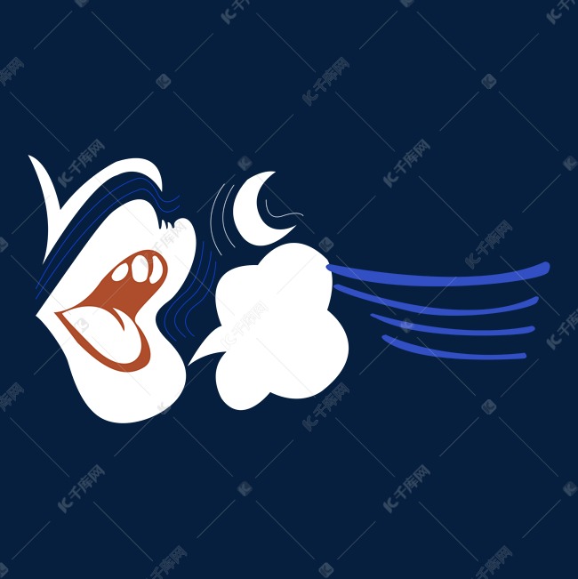 卡通手绘大嘴吹气