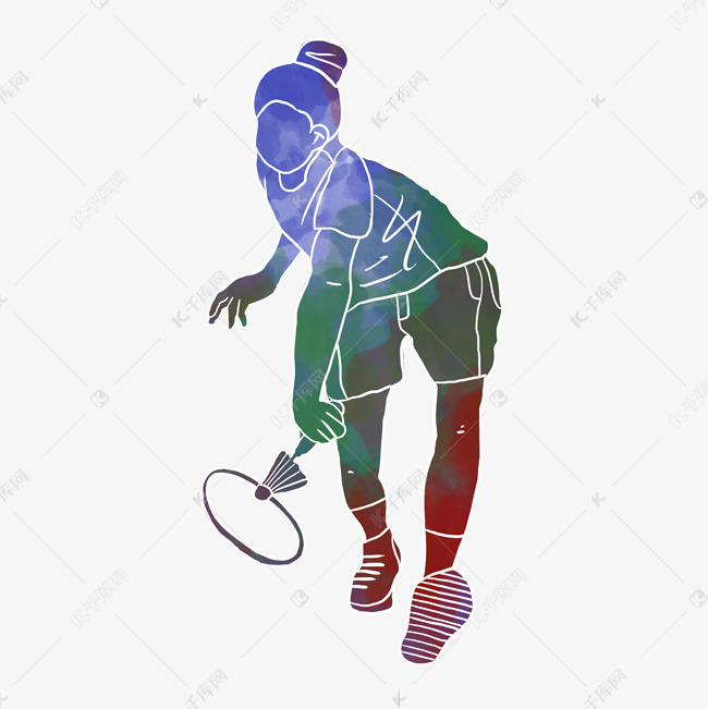 水彩运动羽毛球素材