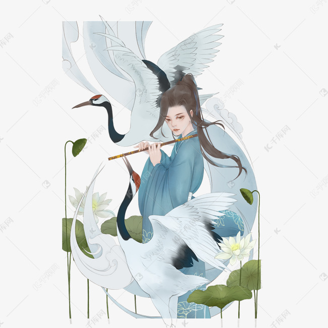古风人物仙鹤